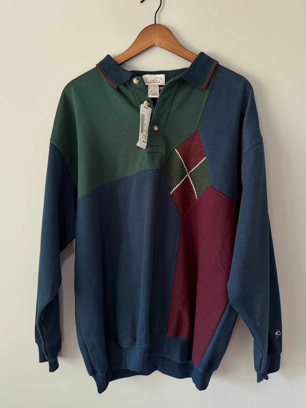 Arnold Palmer NWT Vintage Colorblock Argyle Pullover XL